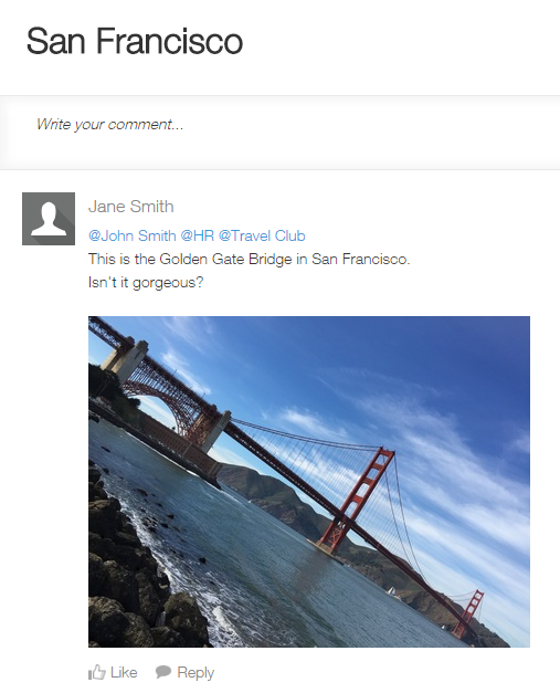 Screenshot: A Thread Comment added in with an image, using the Add Thread Comment API.