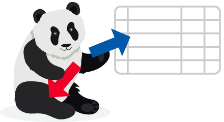 Image: A panda holding arrows going in an out of a database table.