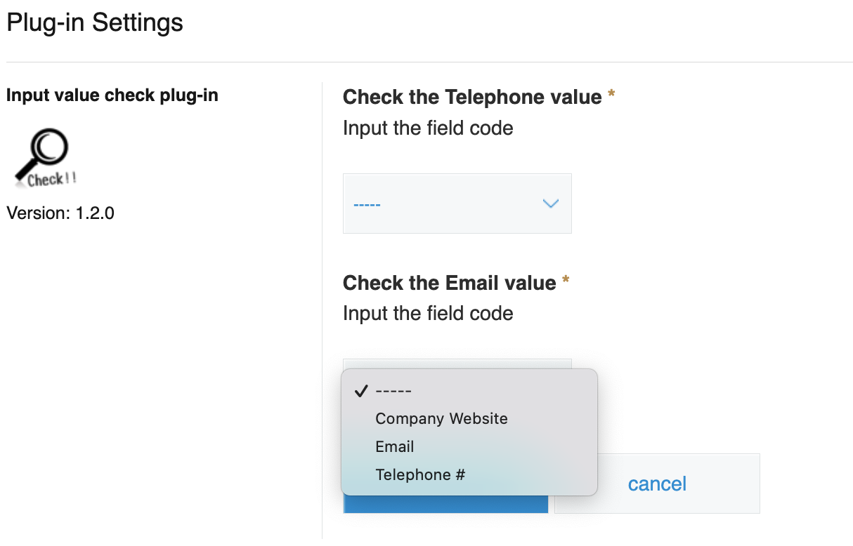 Screenshot: The settings page with the drop-down list clicked.