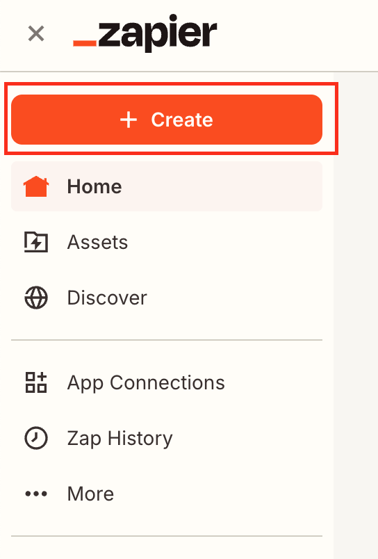 Screenshot: Creates a new Zap in Zapier.