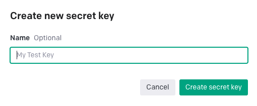 Screenshot: entering a name for the secret key.