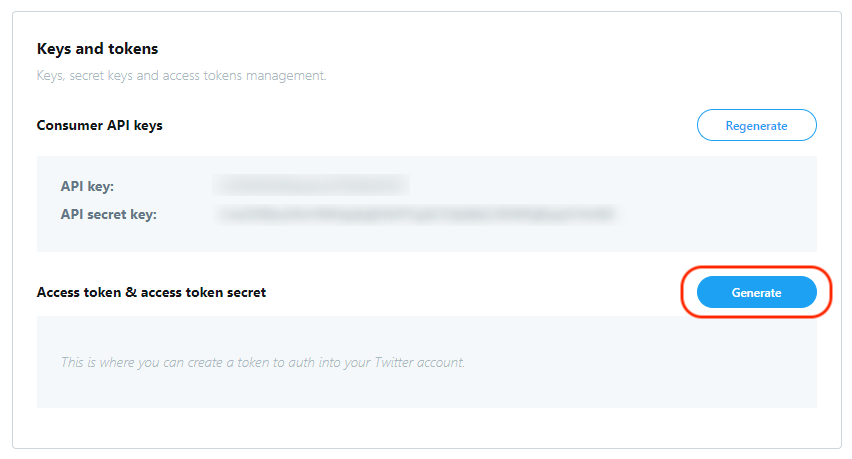 Screenshot: User clicks Generate button in Twitter.