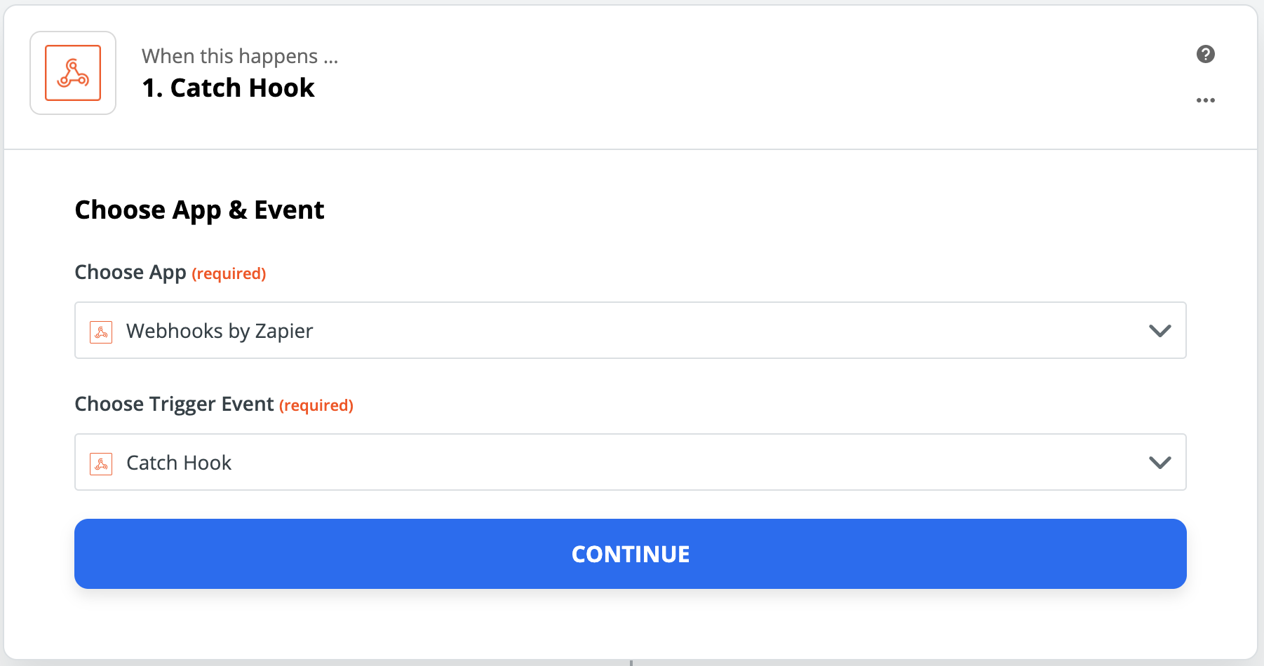 Screenshot: User selects Choose App and Choose Trigger Event in Zapier.