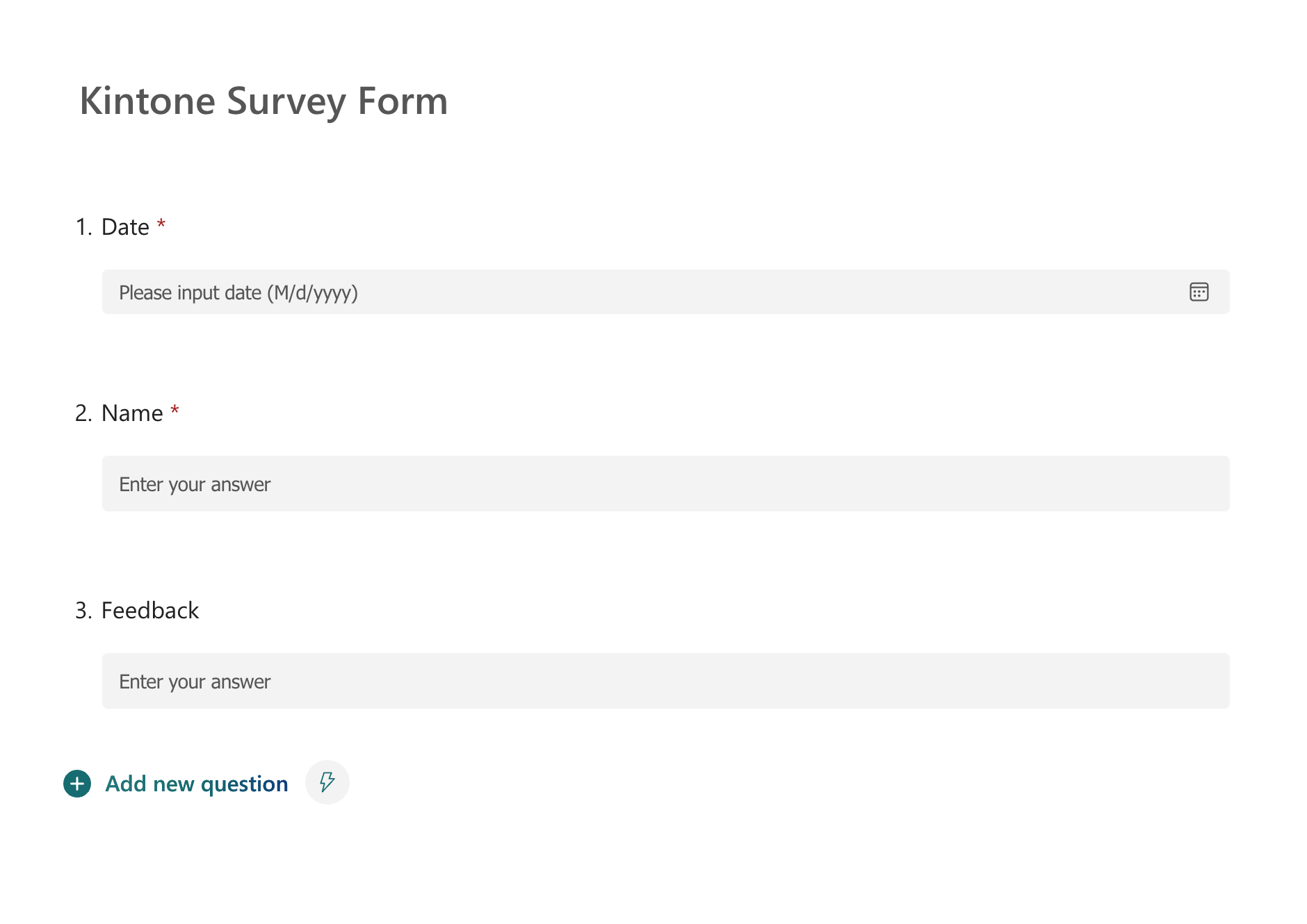 Screenshot: Setting the sample form.