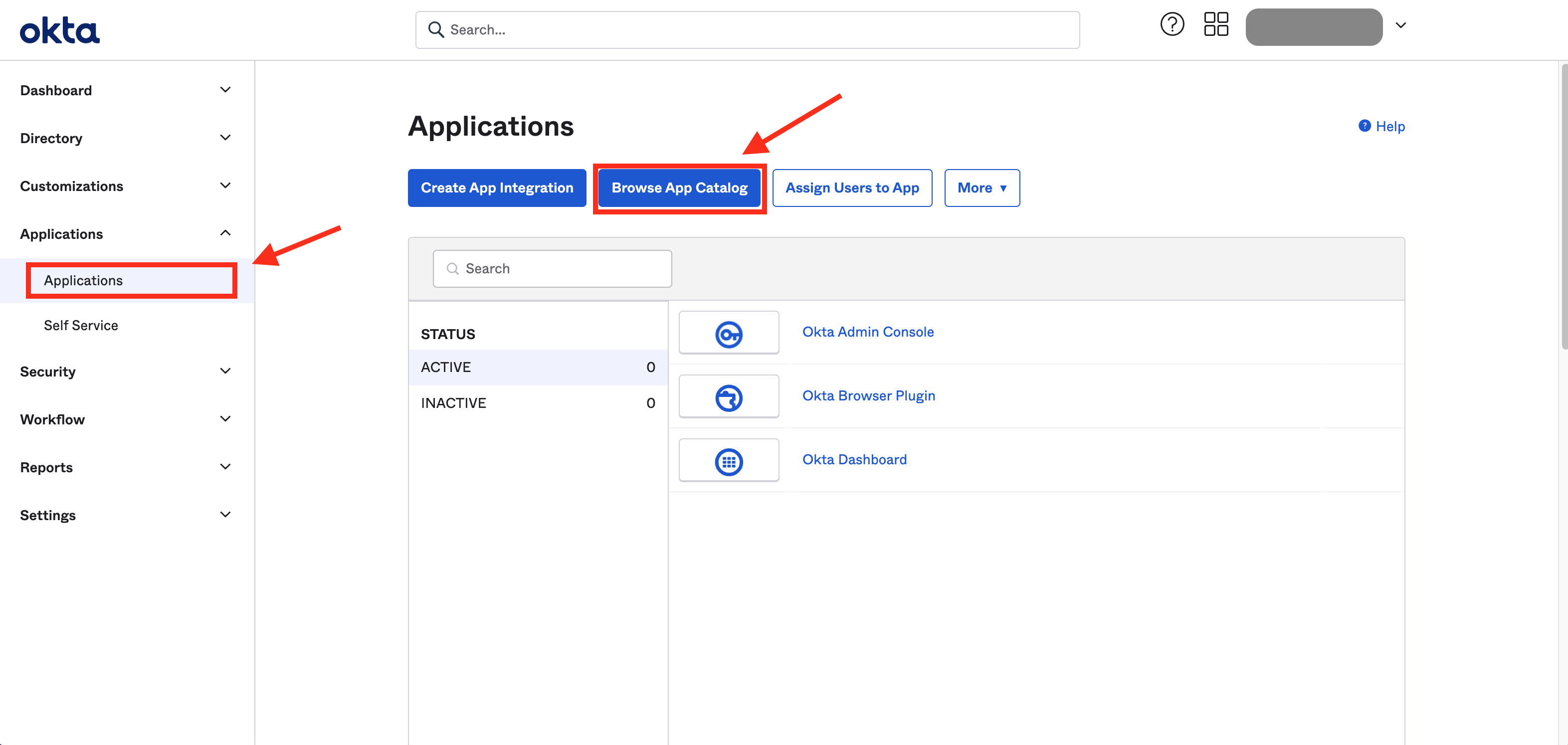 Screenshot: The screen of Applications