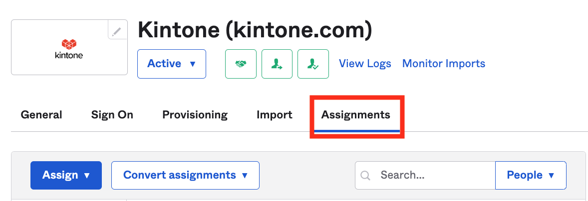 Screenshot: The Assignments tab