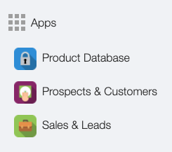 Screenshot: The 3 Apps created from adding the Sales CRM pack.