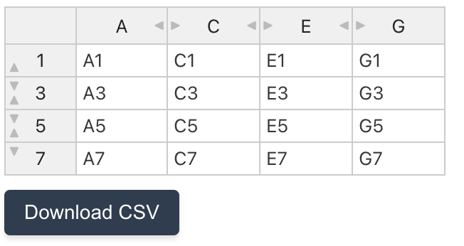 Screenshot: sample of csv export.