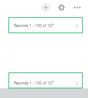 Screenshot: The Record List view displaying the number of records in the App, and the pagination arrow.