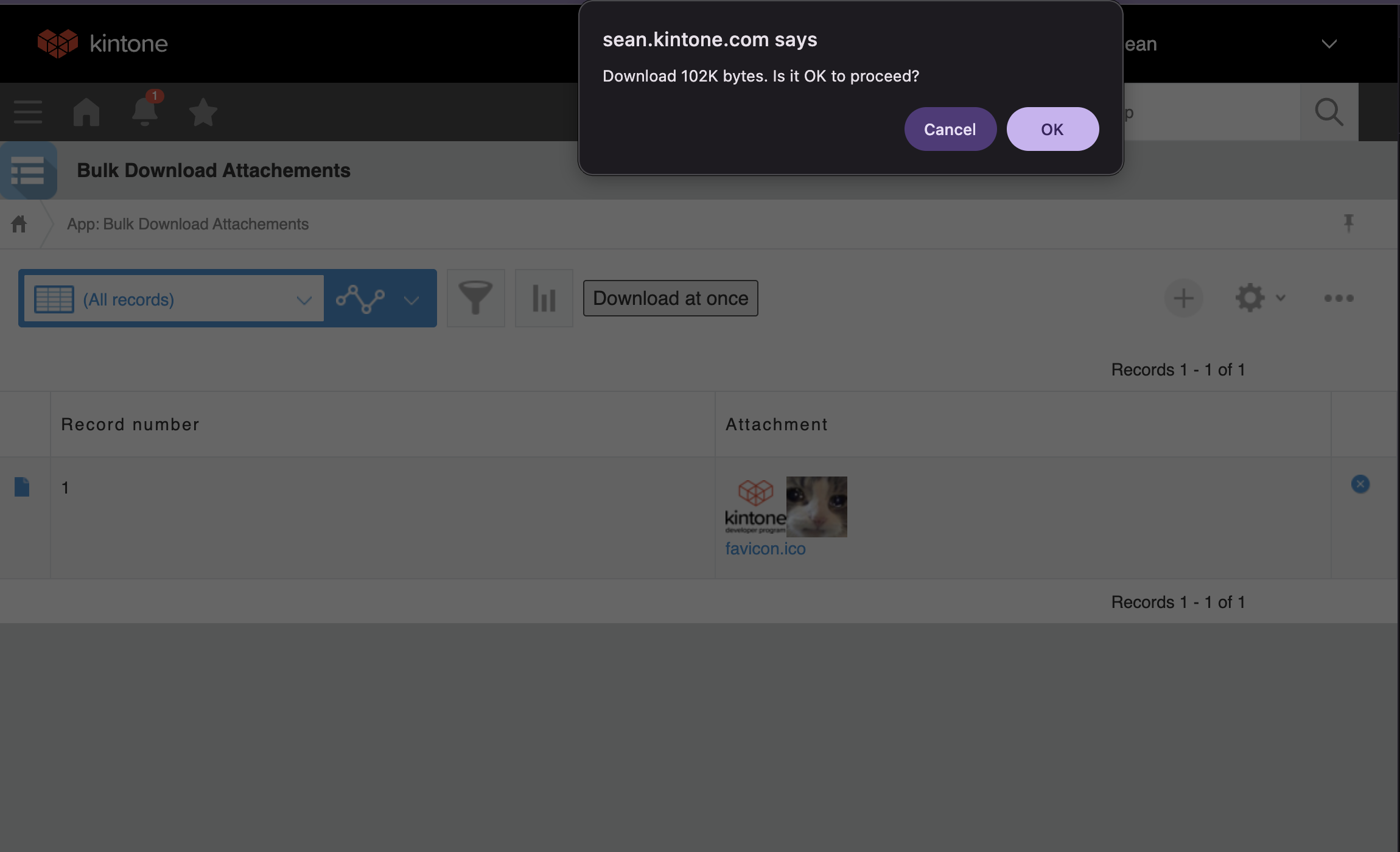 Screenshot: A file download confirmation.