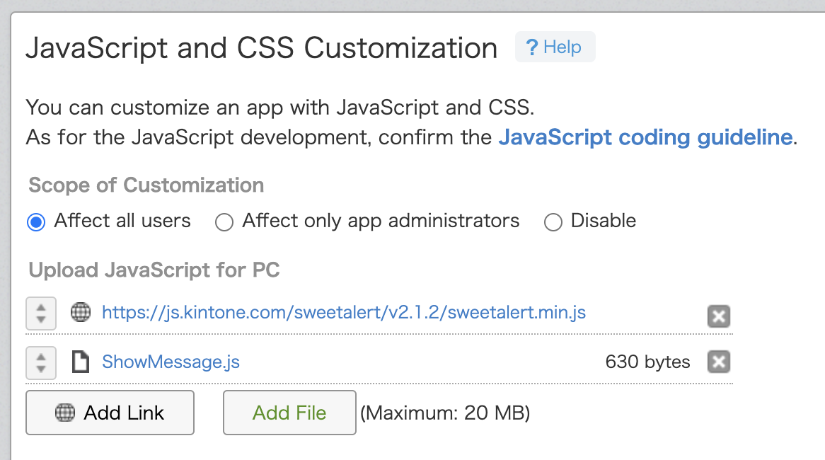 Screenshot: JavaScript and CSS Customization