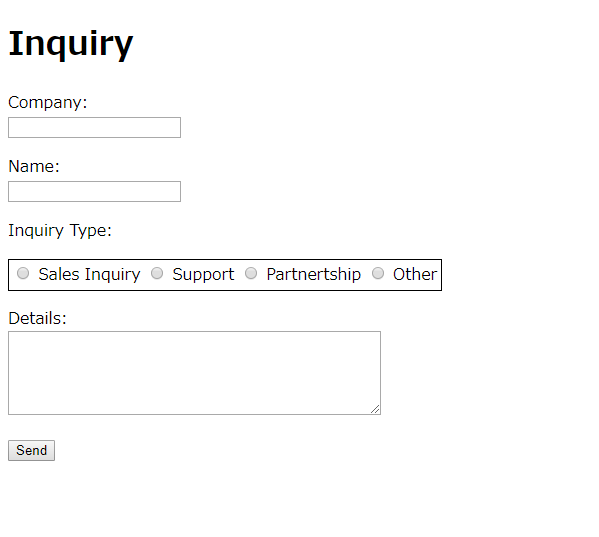 Screenshot: The form generated with Ruby.