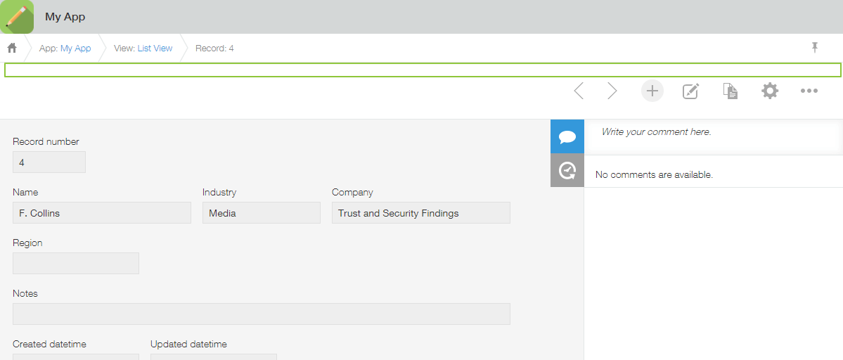 Record Header Menu Screenshot