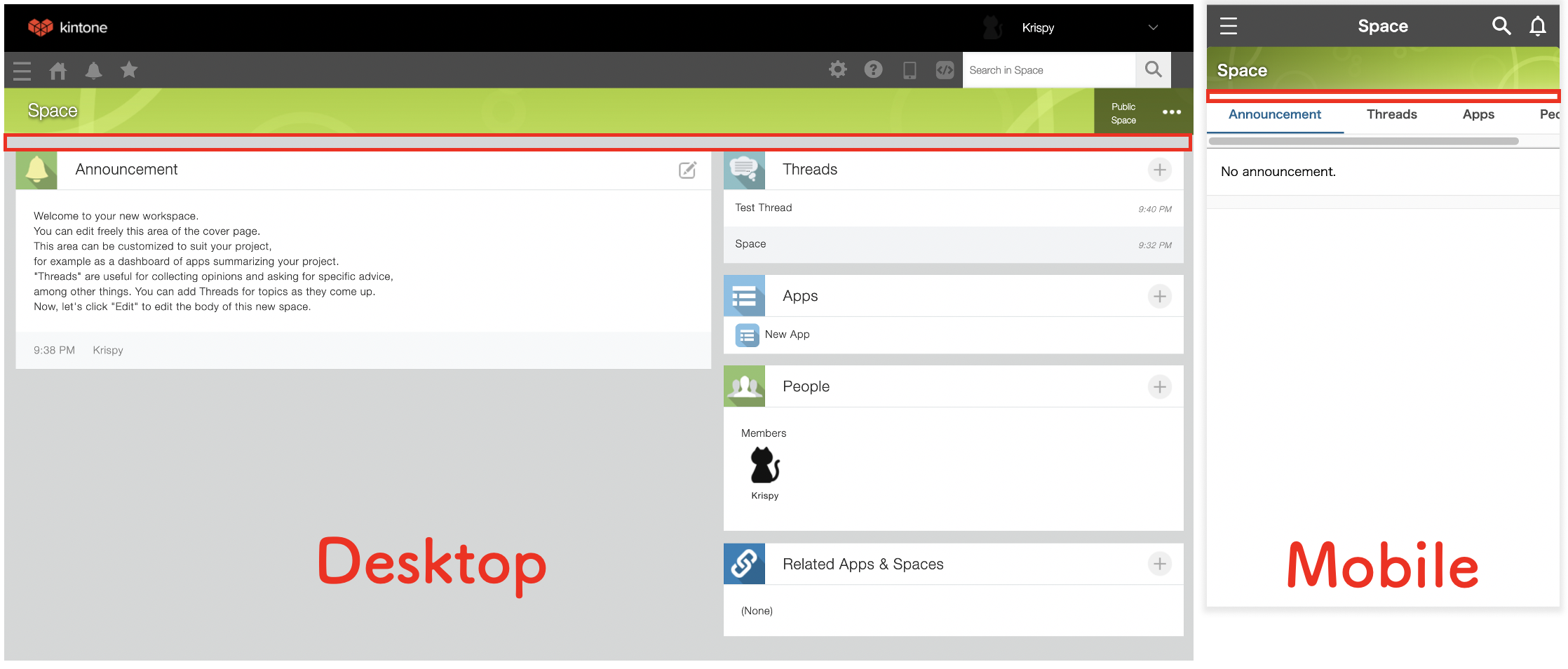Highlighting the area in between Space Banner Cover and Widgets